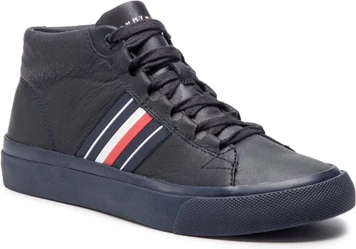 Sneakersy TOMMY HILFIGER - Corporate Leather Mid Sneaker FM0FM01942 Midnight 403
