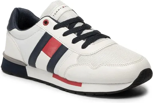 Sneakersy TOMMY HILFIGER - Low Cut Lace-Up Sneaker T3B4-30483-0733 White/Blue X336