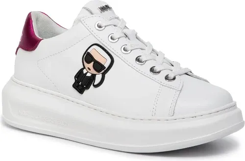 Sneakersy KARL LAGERFELD - KL62530 White Lthr W/Pink