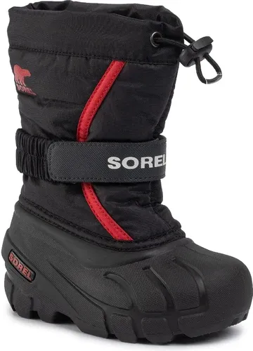 Snehule Sorel - Childrens Flurry NC1965 Black/Bright Red 015