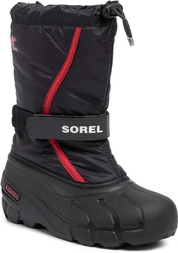 Snehule SOREL - Youth Flurry NY1965 Black/Bright Red