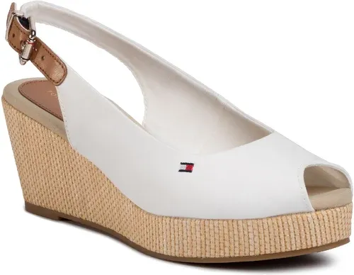 Espadrilky TOMMY HILFIGER - Iconic Elba Sling Back Wedge FW0FW04788 Ivory YBI