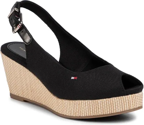 Espadrilky TOMMY HILFIGER - Iconic Elba Sling Back Wedge FW0FW04788 Black BDS