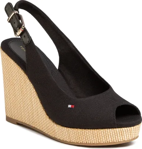 Espadrilky TOMMY HILFIGER - Iconic Elena Sling Back Wedge FW0FW04789 Black BDS