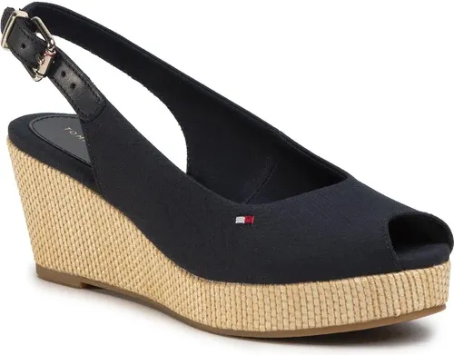 Espadrilky TOMMY HILFIGER - Iconic Elba Sling Back Wedge FW0FW04788 Desert Sky DW5