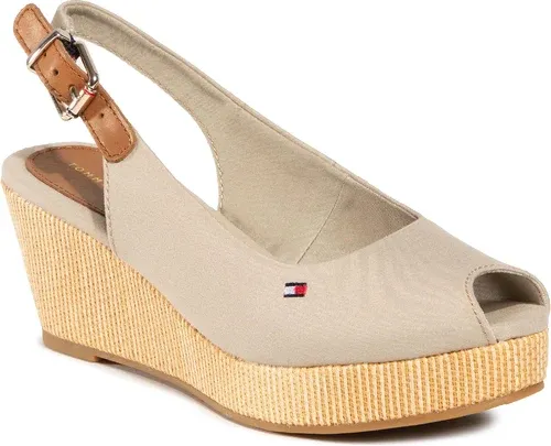 Espadrilky TOMMY HILFIGER - Iconic Elba Sling Back Wedge FW0FW04788 Stone AEP