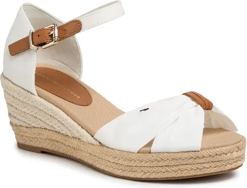 Espadrilky TOMMY HILFIGER - Basic Opened Toe Mid Wedge FW0FW04785 Ivory YBI