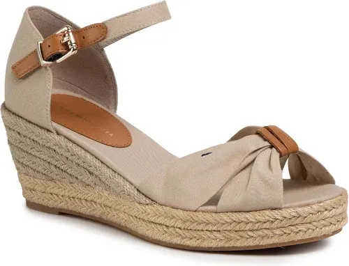 Espadrilky TOMMY HILFIGER - Basic Opened Toe Mid Vedge FW0FW04785 Stone AEP