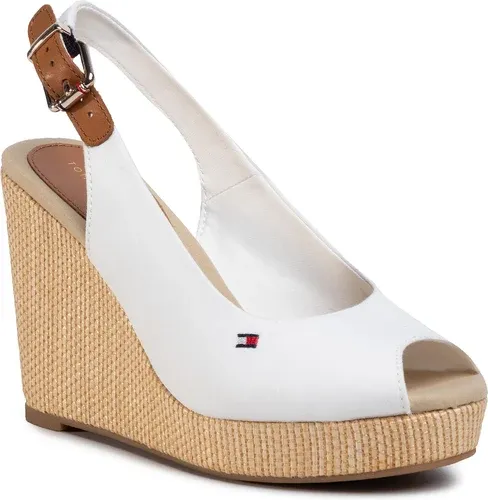 Espadrilky TOMMY HILFIGER - Iconic Elena Sling Back Wedge FW0FW04789 Ivory YBI