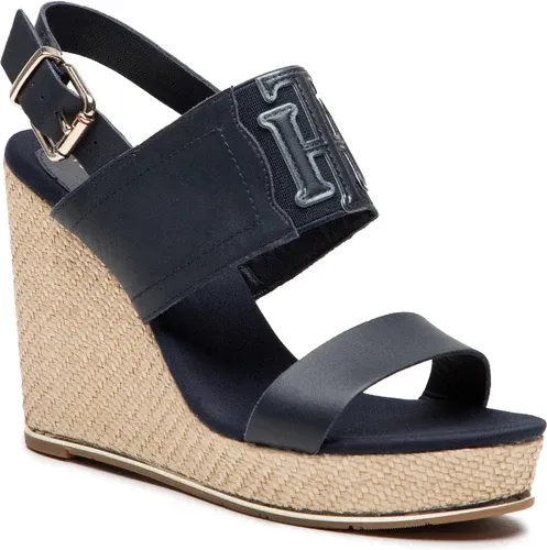 Espadrilky TOMMY HILFIGER - Th Elastic High Wedge Sandal FW0FW05599 Desert Sky DW5