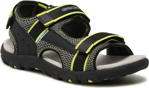 Sandále GEOX - J S.Strada A J1524A 014CE C9151 S Black/Fluo Yellow