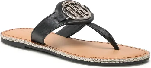 Žabky TOMMY HILFIGER - Essential Leather Flat Sandal Black BDS