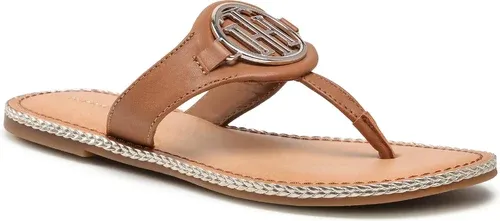 Žabky TOMMY HILFIGER - Essential Leather Flat Sandal FW0FW05620 Summer Cognac GU9