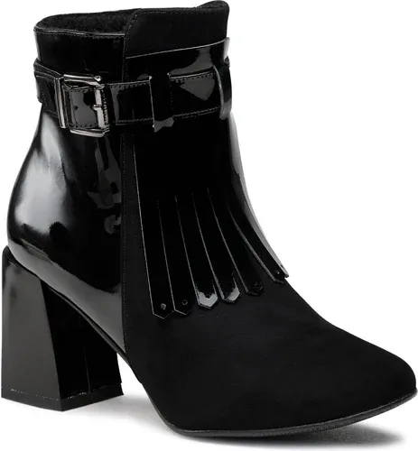 Členkové čižmy SAGAN - 4665 Czarny Lakier/Czarny Welur