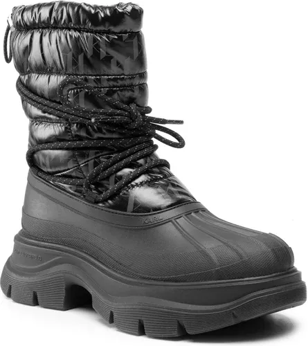 Členkové čižmy KARL LAGERFELD - KL42945 Black Coated Twill