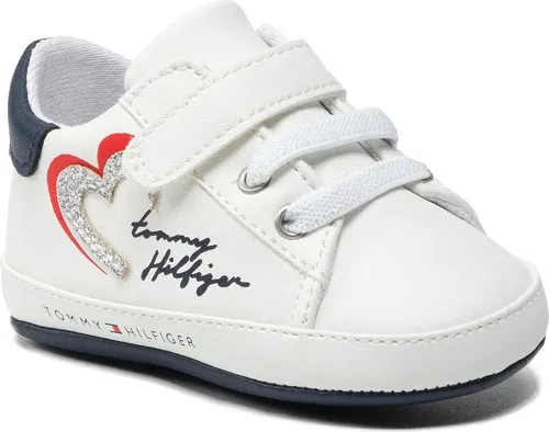 Sneakersy Tommy Hilfiger - Lace Up Velcro Shoe T0A4-32114-1350 White/Blue X336