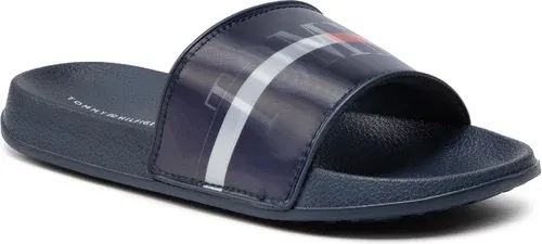Šľapky TOMMY HILFIGER - Holographic Pool Slide T3B0-32276-1172 S Blue 800