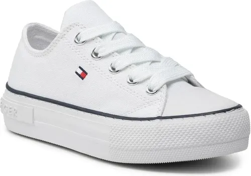 Tramky TOMMY HILFIGER - Low Cut Lace-Up Sneaker T3A4-32118-0890100 M White 100