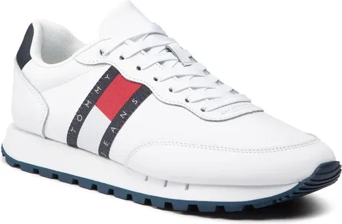 Sneakersy TOMMY JEANS - Tommy Jeans Leather Runner EM0EM00898 White YBR