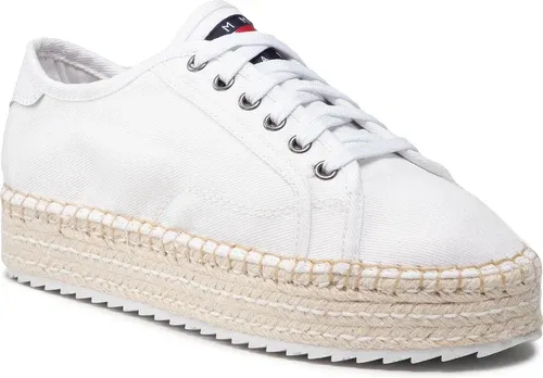 Espadrilky TOMMY JEANS - Lace Up Esspadrilles EN0EN01813 White YBR