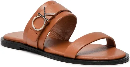 Šľapky CALVIN KLEIN - Almond Flat Slide Whdw HW0HW00679 Cognac GE6