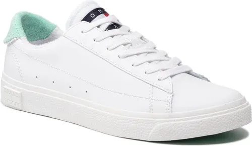 Sneakersy TOMMY JEANS - Leather Low Cut Vulc EN0EN01627 Clear Lagoon L2Z