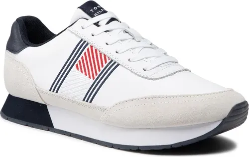 Sneakersy Tommy Hilfiger - Essential Runner Flag Leather FM0FM03928 White YBR