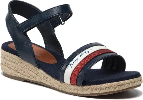 Espadrilky TOMMY HILFIGER - Rope Wedge Sandal T3A7-32188-1379Y004 M Blue/White/Red Y004