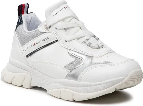 Sneakersy Tommy Hilfiger - Low Cut Lace-Up Sneaker T3A4-32162-0196Y955 M White/Silver/Blu Y955