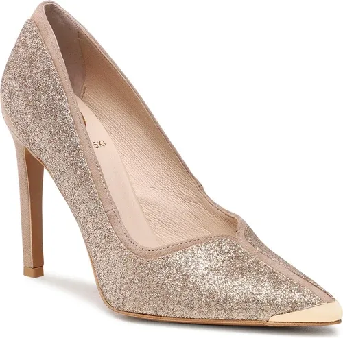 Lodičky BALDOWSKI - D03630-1451-005 Zamsz Diaspro/Brokat Złoty