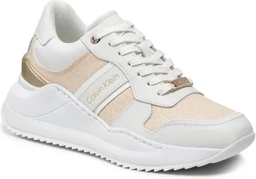 Sneakersy CALVIN KLEIN - Internal Wedge Lace Up HW0HW00816 Sand Mono Mix 0LA