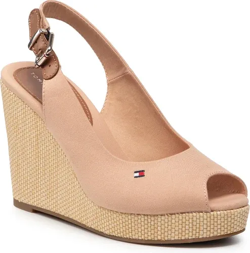 Espadrilky TOMMY HILFIGER - Iconic Elena Sling Back Wedge FW0FW04789 Sandrift ABR