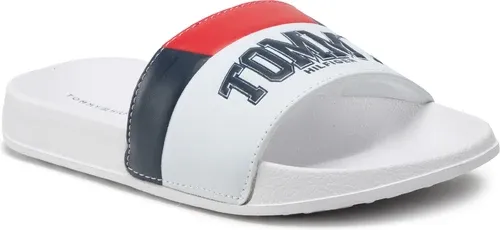 Šľapky Tommy Hilfiger - Varsity Print Pool Silde T3B0-32274-1172 S White 100