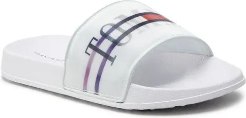 Šľapky Tommy Hilfiger - Holographic Pool Slide T3B0-32276-1172 S White 100
