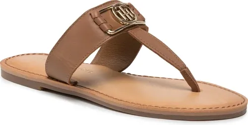 Žabky TOMMY HILFIGER - Th Hardware Flat Leather Mul FW0FW06235 Summer Cognac GU9