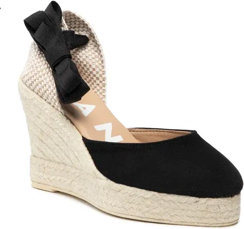 Espadrilky MANEBI - Wedge Valenciana K1.0 WV Black Soft Suede