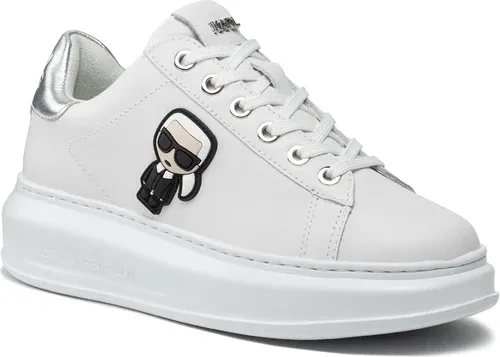 Sneakersy KARL LAGERFELD - KL62530 White Lthr W/Silver