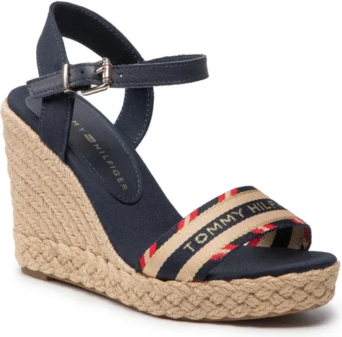 Espadrilky TOMMY HILFIGER - Corporate Webbing High Wedge FW0FW06295 Desert Sky DW5