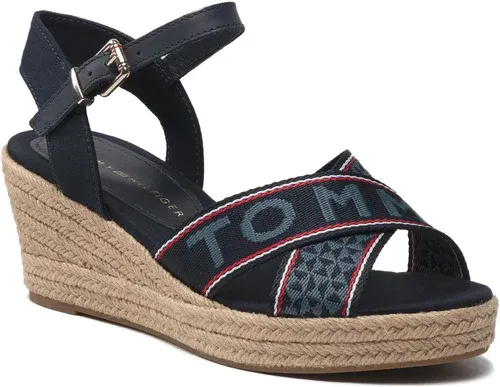 Espadrilky TOMMY HILFIGER - Tommy Webbing Low Wedge Sandal FW0FW06297 Desert Sky DW5