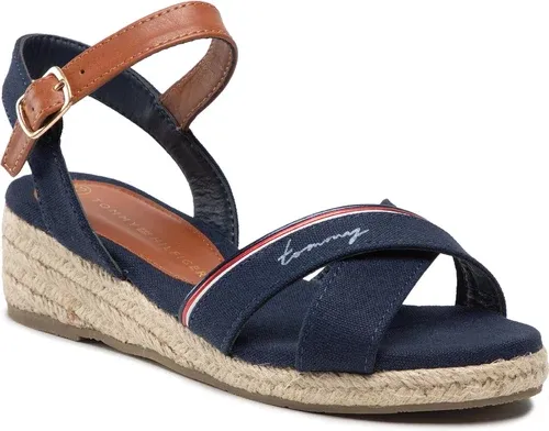 Espadrilky Tommy Hilfiger - Rope Wedge Sandal T3A7-32187-0547 Blue/Tobacco X555