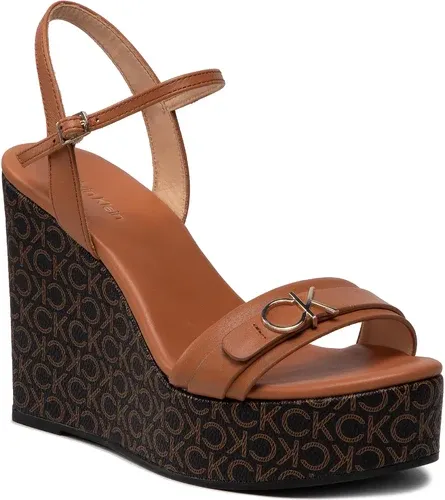 Sandále CALVIN KLEIN - Wedge Sndl 70W Hdw HW0HW00828 Cognac/Brown Mono 0HH