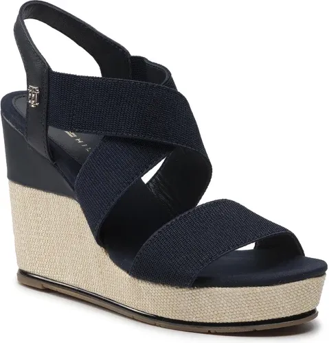 Sandále TOMMY HILFIGER - Essential Elastic High Wedge FW0FW06304 Desert Sky DW5