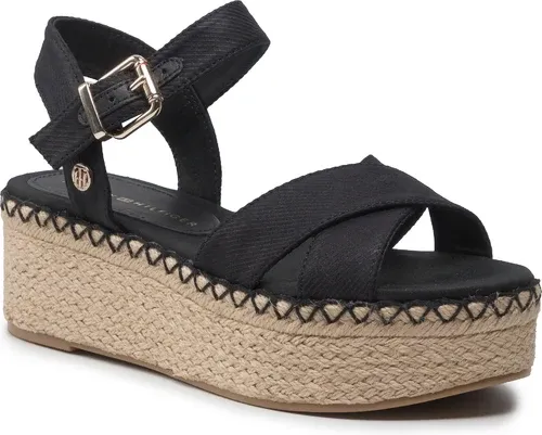 Espadrilky TOMMY HILFIGER - Shiny Touches Flatform Wedge FW0FW06245 Black BDS