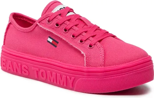 Tenisky TOMMY JEANS - Mono Color Flatform EN0EN01823 Pink Alert THW