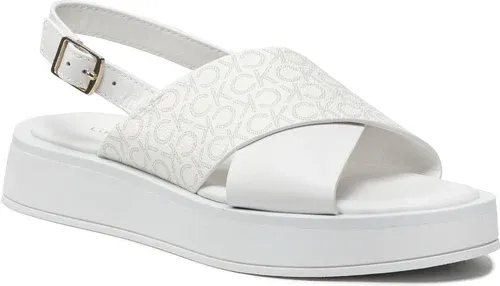 Sandále CALVIN KLEIN - Flatform Sanl Moni Mix HW0HW01138 White Mono Mix 0K5