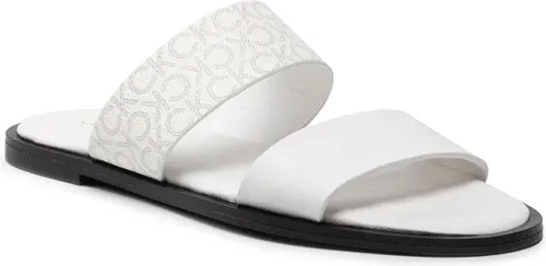 Šľapky CALVIN KLEIN - Almond Flat 2Bar Slide HW0HW01134 Ck White YAF