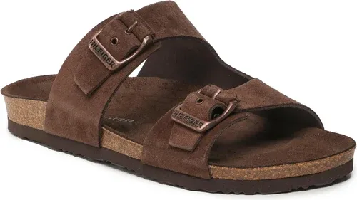 Šľapky TOMMY HILFIGER - Cork Suede Buckle Sandal FM0FM04367 Cocoa GT6