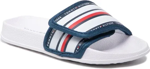 Šľapky TOMMY HILFIGER - Maxi Velcro Pool Slide T3B0-32272-1172 M White 100