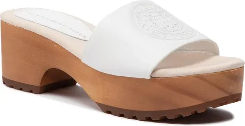 Šľapky TOMMY HILFIGER - Feminine Mid Heel Clog Sandal FW0FW06241 Ecru YBL