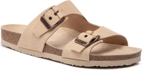 Šľapky TOMMY HILFIGER - Cork Suede Buckle Sandal FM0FM04367 Clayed Pabble AB3